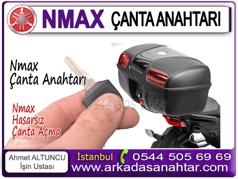 Nmax  çanta anahtarı yapımı. Yamaha motorların tümünün çantalı modellerine çanta anahtarı yapımı için professional hizmet. Akıllı çanta anahtarı veya diğerleri için tüm anahtarlar kayıp olsada anahtar yapabilmekteyiz.