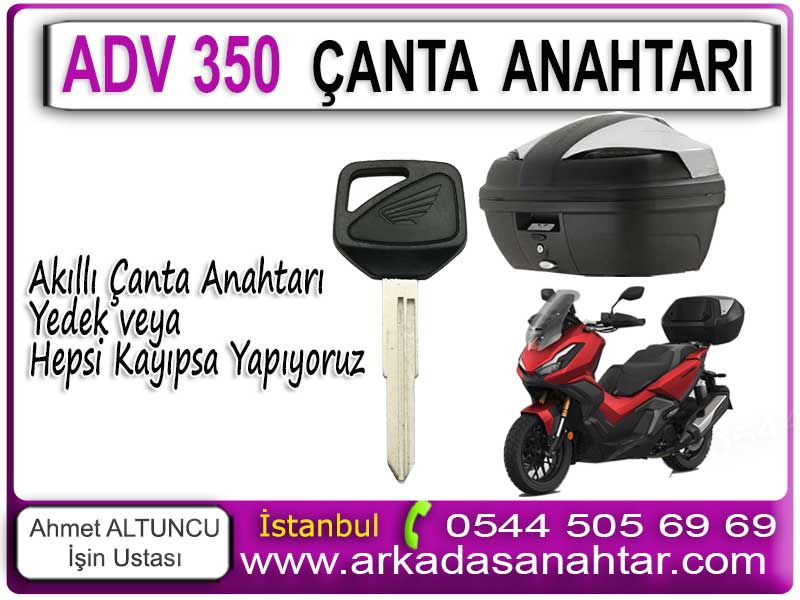 Honda ADV 350 & Forza Çanta Anahtarı Yapımı – Profesyonel ve Garantili Hizmet Honda ADV 350 ve Honda Forza marka motosikletlerin çantalı modelleri için çanta anahtarı yapımı ve çoğaltma hizmeti sunuyoruz. Mekanik çanta anahtarı, akıllı çanta anahtarı ve yedek çanta anahtarı ihtiyaçlarınızda; tüm anahtarlar kayıp olsa bile profesyonel çözümler üretiyoruz.