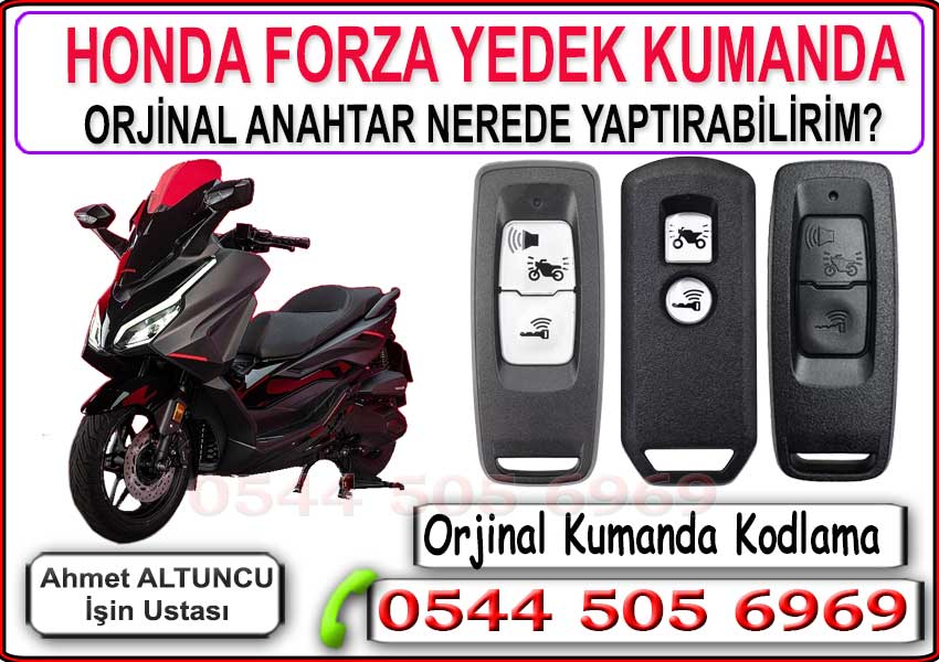 Honda Forza yedek kumanda ve anahtar yapımı, motosiklet smart key kopyalama ve immobilizer anahtar programlama