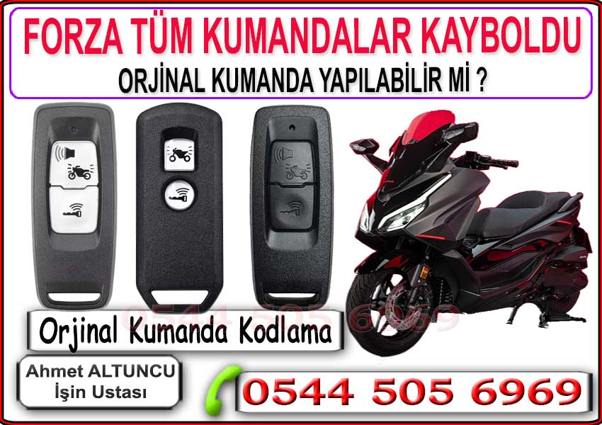 Honda Forza kayıp anahtar yapımı, motosiklet anahtarı yeniden çıkarma ve immobilizer anahtar programlama hizmeti