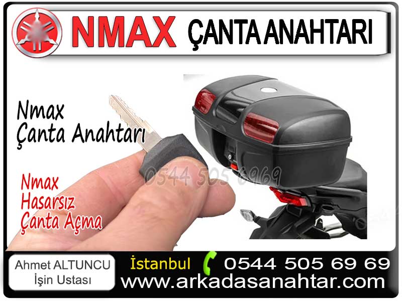 Yamaha Nmax  çanta anahtarı yapımı. Yamaha motorların tümünün çantalı modellerine çanta anahtarı yapımı için professional hizmet. Akıllı çanta anahtarı veya diğerleri için tüm anahtarlar kayıp olsada anahtar yapabilmekteyiz.
