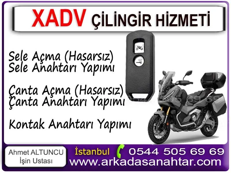 Honda XADV 750 motosiklet çilingir hizmeti, kayıp anahtar yapımı, sele ve çanta anahtarı, smart key programlama