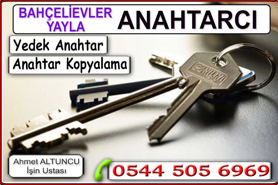 Bahçelievler Yayla anahtar çoğaltma yedekleme. Yayla kilit ve göbek değiştirme. Bahçelievler Yayla anahtarcı çilingir. Kapı açma kilitli veye çekili kapıları zararsız açma. Acil servis. Yayla bölgesinde uzun yıllardır hizmet veren yayla çilingir firmamız, hergün anahtarcı ve çilingir hizmeti sunmaktadır.