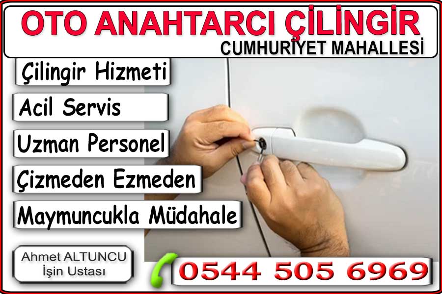 Cumhuriyet mahallesi oto çilingir kapı bagaj açma hizmeti. Cumhuriyet mahallesi anahtar kopyalama yedekleme çoğaltma. Cumhuriyet Mahallesi Anahtarcı Çilingir Profesyonel çilingir hizmeti. Kapı açma yedek anahtar yapma ve kilit değiştirme işlemleri. Hızlı ve uzman personel.