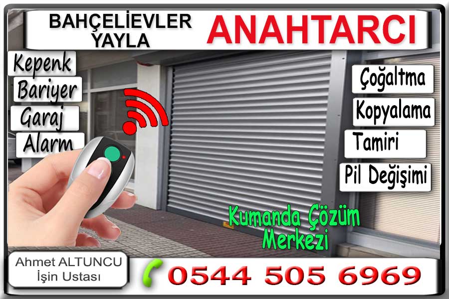 Yayla kepenke anahtarı. Kepenk garaj bariyer kumandası çoğaltma yedekleme. Yayla oto çilingir anahtarcı. Oto kapısı bagaj açma. Bahçelievler Yayla anahtar çoğaltma yedekleme. Yayla kilit ve göbek değiştirme. Bahçelievler Yayla anahtarcı çilingir. Kapı açma kilitli veye çekili kapıları zararsız açma. Acil servis. Yayla bölgesinde uzun yıllardır hizmet veren yayla çilingir firmamız, hergün anahtarcı ve çilingir hizmeti sunmaktadır.