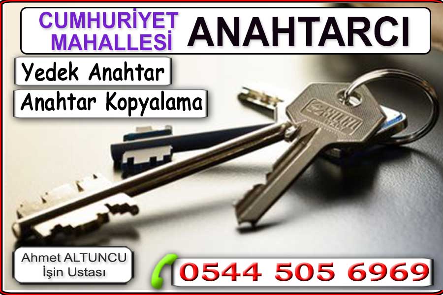 Cumhuriyet mahallesi anahtar kopyalama yedekleme çoğaltma. Cumhuriyet Mahallesi Anahtarcı Çilingir Profesyonel çilingir hizmeti. Kapı açma yedek anahtar yapma ve kilit değiştirme işlemleri. Hızlı ve uzman personel.