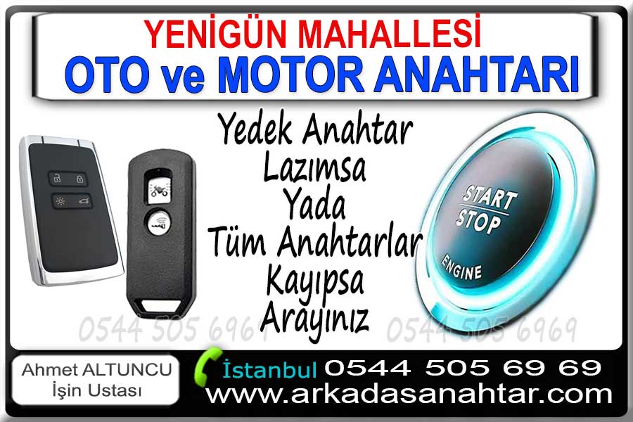 Yenigün Anahtarcı Çilingir 6 Yenigün mahallesinde oto anahtarcı çilingir. Kapı açma bagaj açma anahtar yedekleme kepenk kumandası çoğaltma kilit tamiri araba kapısı açma ev kapısı açma motor sele açma ve bilimum çilingir hizmetleri. Motosiklet anahtar ve kumandası yapımı. Tüm anahtarlar kaybolsada yerinde çözümler sunuyoruz.
