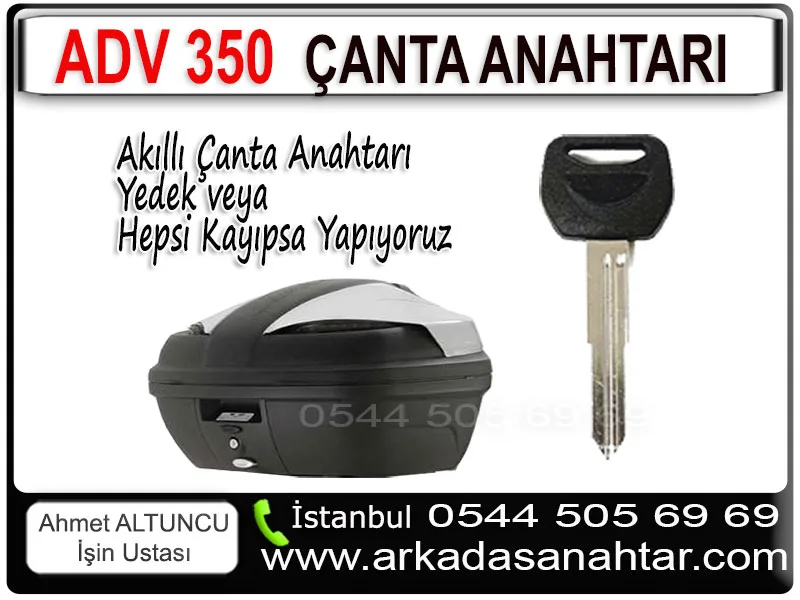 Yedek Kayıp Çanta Anahtarı ihtiyacınız varsa bizi arayınız 0544 505 6969 çünkü çok kısa sürelerde yedek Adv 350 Akıllı Çanta Anahtarı ve diğer tüm Hondaların akıllı çantalarına anahtar yapabilmekteyiz. Yedek Adv 350 Akıllı Çanta Anahtarı kodlayabilmemiz için müşterilerimizin araçlarıyla işyerimize gelmesi