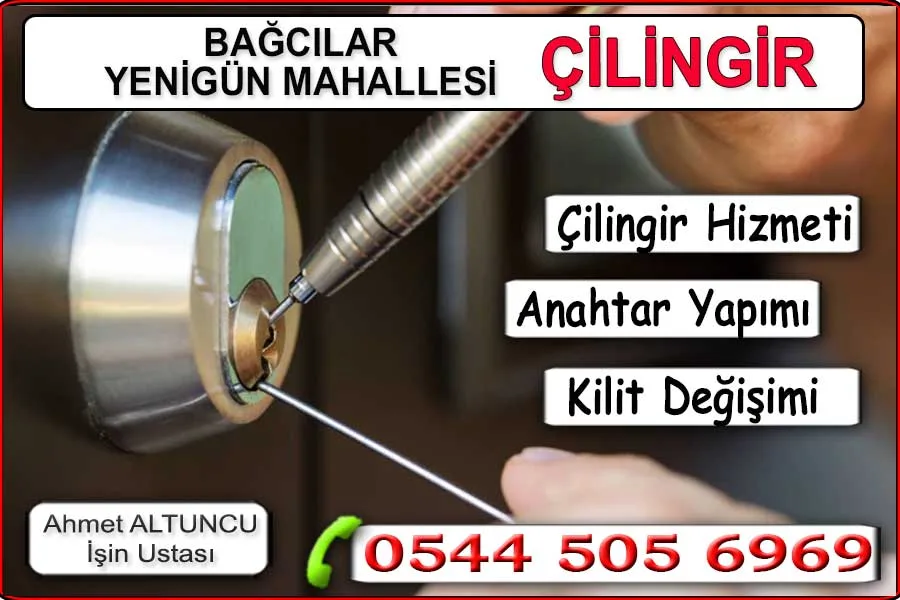 Yenigün Çilingir Anahtarcı . Bağcılar Yenigün mahallesi anahtarcı çilingir. Kapı açma göbek değiştirme anahtar yedekleme kepenk kumandası çoğaltma kilit tamiri araba kapısı açma ev kapısı açma kilit tamiri ve yenileme bilimum çilingir hizmetleri.