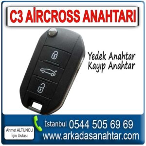 C3 Aircross Yedek anahtarını mı kaybettiniz? Endişelenmeyin! Uzman ekibimizin C3 Aircross yedek anahtar yapımı için hizmeti mevcuttur üstelik kaybolan anahtar hafızadan silinerek riskler ortadan kaldırılır. Professional çözümler sunuyoruz. Tüm anahtarlarınızı kaybettiyseniz, aracın beynine (ECU) yeni anahtar tanıtımı yapılır. C3 Aircross kayıp anahtar yapımı için işyerimizde ve yerinde hizmetimiz mevcuttur. Aracınızın konumunu bize iletmeniz yeterlidir. Ruhsat sahibinin araç başında olması şartı ile İstanbulun her yerine hizmet veriyor ve professional çözümler sunuyoruz.