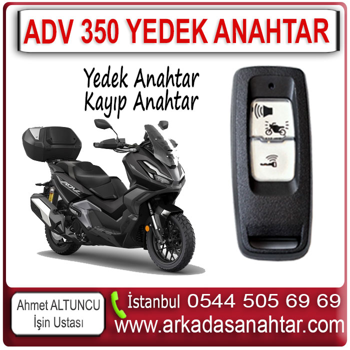Adv 350 Anahtarı mı kaybettiniz? Endişelenmeyin! Uzman ekibimizle Adv 350 anahtar yapımı için hizmetimiz mevcuttur. Professional çözümler sunuyoruz. Tüm anahtarlarınızı kaybettiyseniz kontağınıza anahtar tanıtımı yapılır. Honda Adv 350 kayıp anahtar yapımı için işyerimizde ve bazı modeller için yerinde hizmetimiz mevcuttur. Motorunuzun konumunu bize iletmeniz yeterlidir