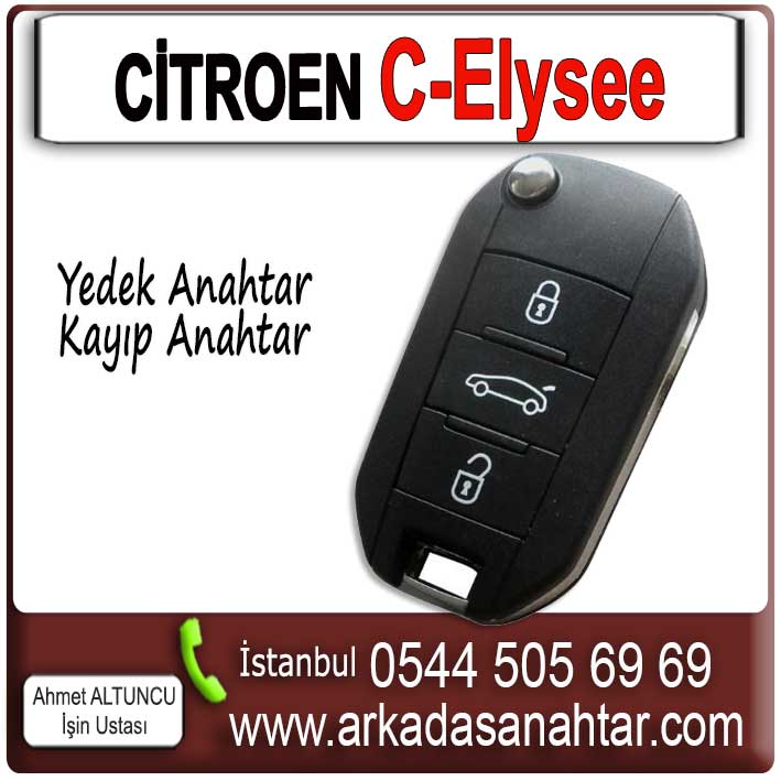 C-Elysee Anahtarı Yedek anahtarını mı kaybettiniz? Endişelenmeyin! Uzman ekibimizin C-Elysee Anahtarı yedek anahtar yapımı için hizmeti mevcuttur üstelik kaybolan anahtar hafızadan silinerek riskler ortadan kaldırılır. Professional çözümler sunuyoruz. Tüm anahtarlarınızı kaybettiyseniz, aracın beynine (ECU) yeni anahtar tanıtımı yapılır. C-Elysee Anahtarı kayıp anahtar yapımı için işyerimizde ve yerinde hizmetimiz mevcuttur. Aracınızın konumunu bize iletmeniz yeterlidir. Ruhsat sahibinin araç başında olması şartı ile İstanbulun her yerine hizmet veriyor ve professional çözümler sunuyoruz. Motosikletli acil servisimizle konumunuza varıyor ve aracınızın yanıbaşında anahtarınızı yaparak teslim ediyoruz.