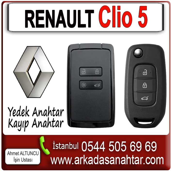 Renault Clio 5 Anahtarı, yedek anahtar işlemi, aracın mevcut anahtarı üzerinden özel cihazlarla programlanarak yapılır.Anahtarınız orijinal özelliklerinde kopyalanır ve test edilerek teslim edilir. Yada en son sistem cihazlar araca obd soketinden bağlanarak yeni bir anahtar araç hafızasına kaydedilir. Renault Clio 5 Anahtarı yedek ihtiyacınız varsa bizi arayınız yada x marka aracınıza anahtar lazımsa bizi arayınız 0544 505 6969 çünkü çok kısa sürelerde yedek Renault Clio 5 Anahtar yapabilmekteyiz.