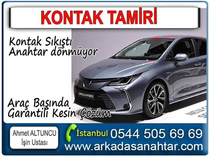 Toyota Corolla Kontak Tamiri, Corolla modellerinde sık görülen “anahtar dönmüyor” veya “kontak sıkıştı” sorunları genellikle mekanik aşınma veya kontak içindeki elemanların kırılması arızalarından kaynaklanır 0544 505 6969. Uzman çilingir ekibimiz, Toyota Corolla kontak tamiri işlemlerini aracınızı çekiciye gerek kalmadan yerinde gerçekleştirir. Orijinal uyumlu parçalar kullanılarak yapılan onarımlar garantilidir.