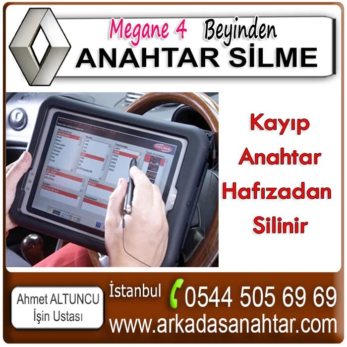Megane 4 Kart 3 Müşterimizin talebi doğrultusunda araca yeni bir anahtarda kodlayabiliyoruz. Hatta mekanik anahtarıda devredışı bırakmak ta mümkündür. Böylece kayıp anahtar mekanik olarak kapıyı ve kontağı açamayacaktır. hem mekanik hemde elektronik olarak anahtar tamamen devre dışı kalabilecektir. Arkadaş oto anahtarın 40 yıla yaklaşan tecrübesi bunu yapabilecek bilgi ve teknik açıdan yeterlidir. Megane 4 anahtarı, Renault anahtarı.