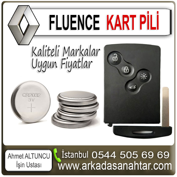 Fluence kart pili zayıf yada kart pilini değiştirin uyarısı aldığımızda pil değiştirme zamanı gelmiş demektir. Pil değişimi yada akıllı anahtar (hands free) eller serbest özelliğine sahip anahtarların pil değişimi ihtiyacı durumunda işyerimizden kaliteli pil tedariği yapabilirsiniz. İşten anlamayan saatçilerin pil değiştirirken anahtarlara zarar verdiklerine defalarca şahit olduk. Bu sebeple sizi işyerimize bekliyoruz Özellikle anahtarsız giriş ve anahtarsız çalıştırma özelliğine sahip olan (hands free) eller serbest motorlarda pil tüketimi fazla olmaktadır. Buda ”daha sık pil ihtiyacı” anlamına gelmektedir. Fluence anahtar pili değiştirme.