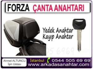 Honda Forza marka motosikletlerin çantalı modelleri için çanta anahtarı yapımında profesyonel hizmet sunuyoruz.