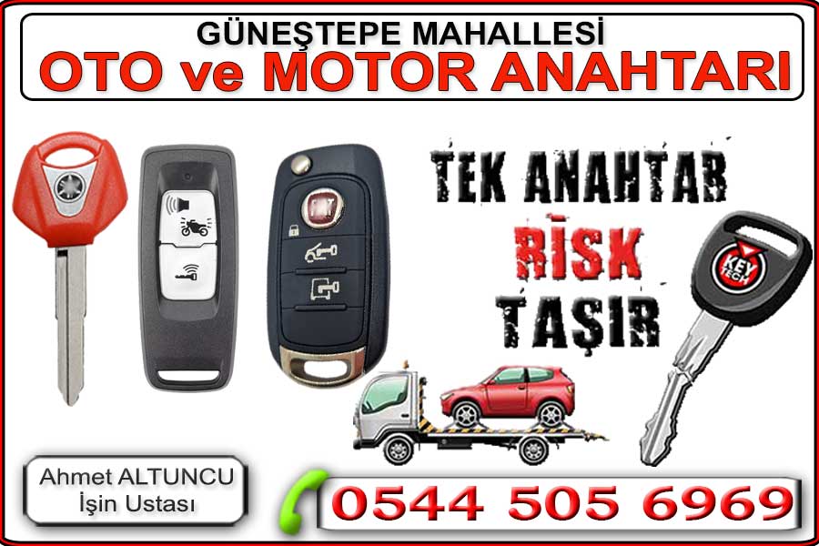 Güneştepe Mahallesi Çilingir Anahtarcı 6 Güngörende Güneştepe mahallesinde oto anahtarcı araba ve motor çilingir ihtiyaçlarına acil ve garantili professional çözümler sunuyoruz. Motosikletli servisimizle kısa sürede kesn çözüm. Kapı açma bagaj açma, sele ve çanta açma hasarsız kapı açma hizmeti. En yakın anahtarcı biziz. Anahtarı bagajda unuttum anahtar bagajda kaldı yada anahtarı içinde unuttum diyenler.