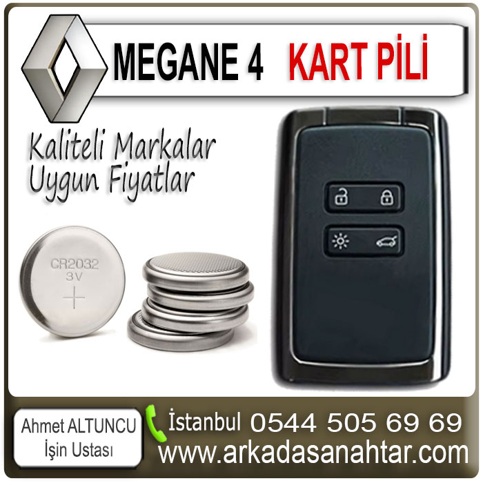 Megane 4  kart pil değişimi yada akıllı anahtar (hands free) eller serbest özelliğine sahip anahtarların pil değişimi ihtiyacı durumunda işyerimizden kaliteli pil tedariği yapabilirsiniz. İşten anlamayan saatçilerin pil değiştirirken anahtarlara zarar verdiklerine defalarca şahit olduk. Bu sebeple sizi işyerimize bekliyoruz Özellikle anahtarsız giriş ve anahtarsız çalıştırma özelliğine sahip olan (hands free) eller serbest motorlarda pil tüketimi fazla olmaktadır. Buda ”daha sık pil ihtiyacı” anlamına gelmektedir. Megane 4 kart pili değişimi. Kart pili zayıf uyarısı. Kart pilini değiştirin.