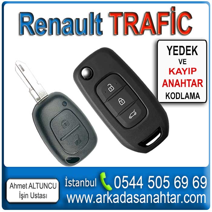 Renault Trafic Anahtarı, yedek anahtar işlemi, aracın mevcut anahtarı üzerinden özel cihazlarla programlanarak yapılır.Anahtarınız orijinal özelliklerinde kopyalanır ve test edilerek teslim edilir. Yada en son sistem cihazlar araca obd soketinden bağlanarak yeni bir anahtar araç hafızasına kaydedilir. Renault Trafic Anahtarı yedek ihtiyacınız varsa bizi arayınız 0544 505 6969 çünkü çok kısa sürelerde yedek Trafic Anahtarı yapabilmekteyiz. Anahtar ihtiyacınız varsa bizi arayınız 0544 505 6969 çünkü çok kısa sürelerde yedek Renault Trafic Akıllı Anahtar yapabilmekteyiz.