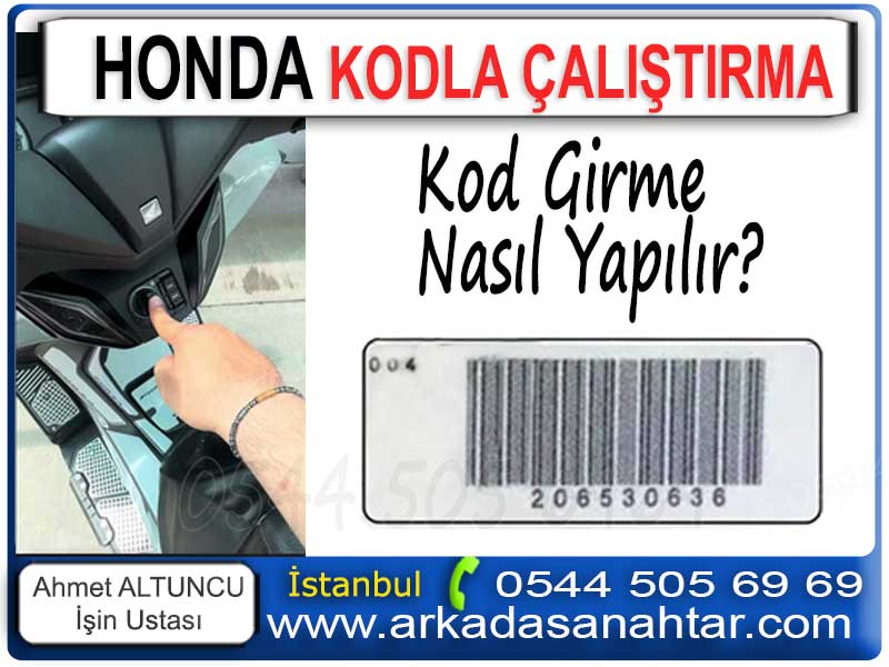 Honda Motor Anahtarı Kumandası 10 Honda motosikletlerde ve honda motorlarda kodla çalıştırma özelliği mevcuttur. Anahtarınızı kullanamadığınız durumlarda motoru çalıştırmanın bir başka yöntemidir kod girme. Anahtarınız yanınızda değil ve motorunuzu çalıştırmanız gerekiyorsa kod girerek motor çalıştırılabiliyor.