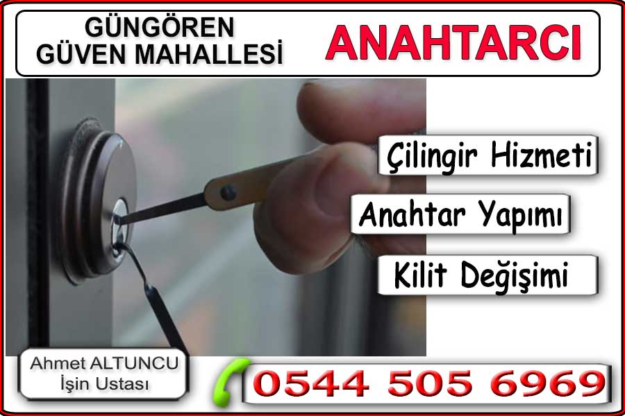 Güven Mahallesi Çilingir Anahtarcı. Güngören Güven mahallesi anahtarcı çilingir. Kapı açma kilit ve göbek değişimi oto kapısı ve bagaj açma motosiklet anahtarı yedek anahtar yada tüm anahtarlar kaybolsada çözümler. Kepenk garaj bariyer kumandası yedekleme çoğaltma.