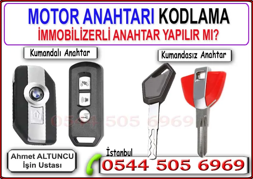 Motor Anahtarı 4 immobilizer motor anahtarı yapımı, çipli motosiklet anahtarı çoğaltma, motor anahtar kodlama
