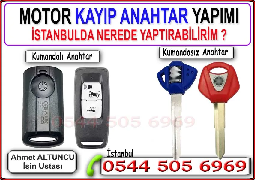 Motor Anahtarı 3 motor anahtarı kayıp, motosiklet anahtarı yeniden yapımı, immobilizer anahtar çözümü