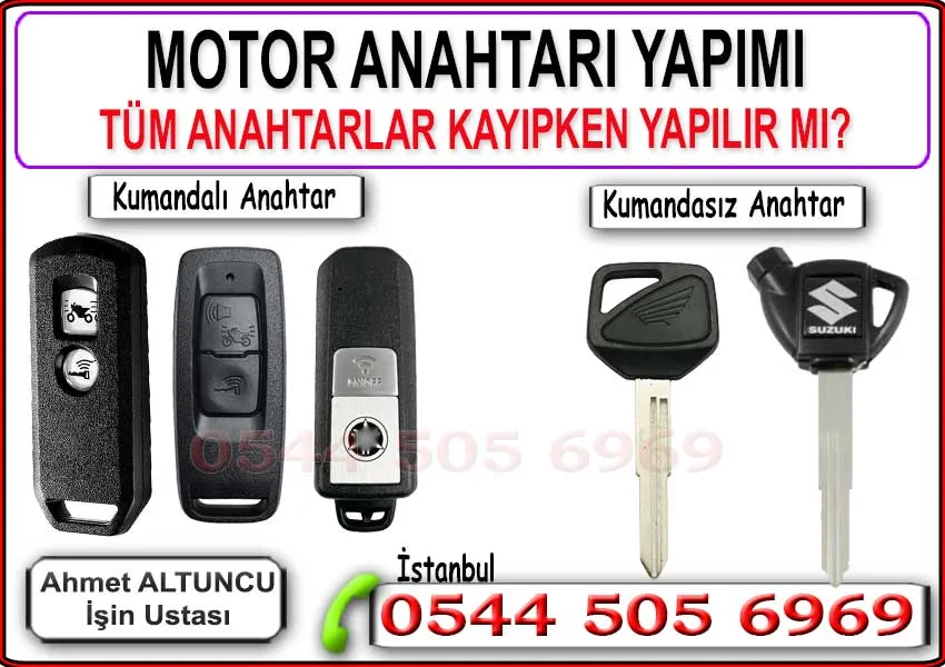 Motor Anahtarı 1 motor anahtarı kayıp yerinde yapım, motosiklet anahtar servise gitmeden, mobil anahtarcı hizmeti