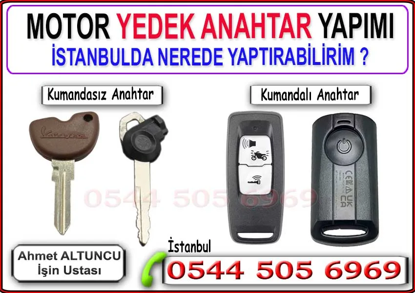 Motor Anahtarı 2 motosiklet yedek anahtar yapımı, motor anahtarı çoğaltma, immobilizer anahtar hizmeti