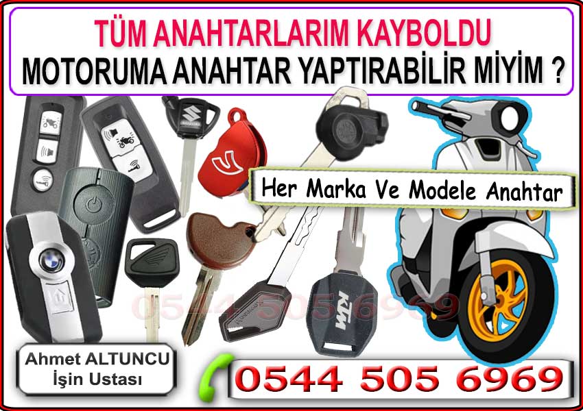 Anahtarı kaybolan motosikletler için yerinde motosiklet anahtarı yapımı hizmeti sunulmaktadır.