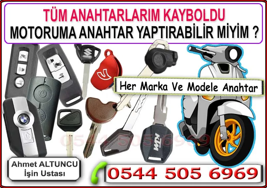 Motosiklet Anahtarı 3 Anahtarı kaybolan motosikletler için yerinde motosiklet anahtarı yapımı hizmeti sunulmaktadır.