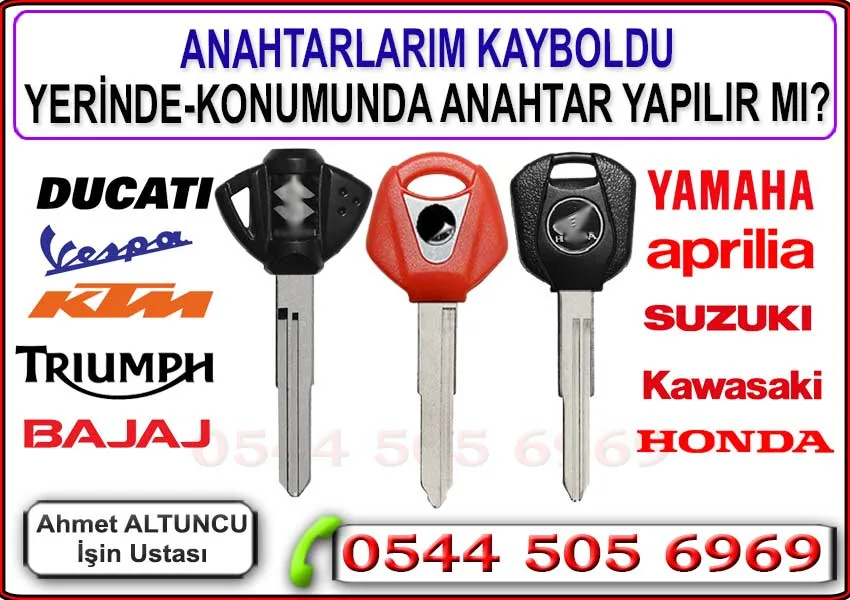 Motosiklet Anahtarı 5 Tüm anahtarları kaybolan motosikletler için yerinde anahtar yapımı hizmeti sunulmaktadır.